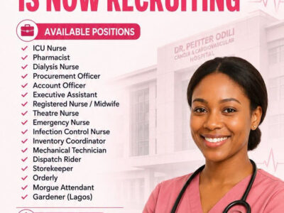 Dr. Peter Odili Cancer & Cardiovascular Hospital (POCCH) Recruitment 2026 — 18 Positions